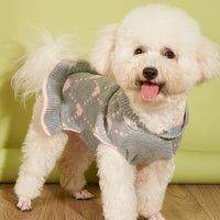 HKM-391123 Cute Winter Knit Hoodie for Small Dogs with Heart Design