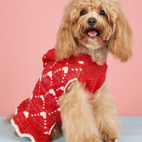 HKM-391123 Cute Winter Knit Hoodie for Small Dogs with Heart Design