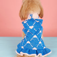 HKM-391123 Cute Winter Knit Hoodie for Small Dogs with Heart Design