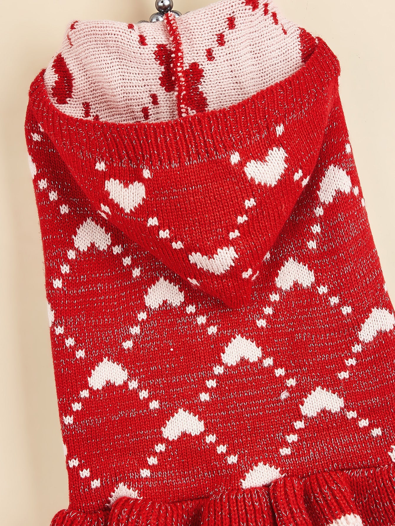 HKM-391123 Cute Winter Knit Hoodie for Small Dogs with Heart Design