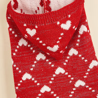 HKM-391123 Cute Winter Knit Hoodie for Small Dogs with Heart Design