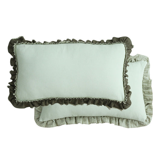 KTX-391251 Pastoral British Style Striped Sofa Cushion - Cotton and Linen, Solid Color Options Available