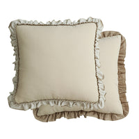 HKM-391251 Pastoral British Style Striped Sofa Cushion - Cotton and Linen, Solid Color Options Available
