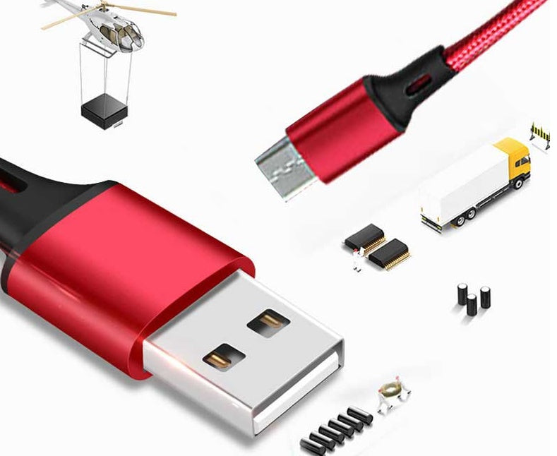 HKM-391251 Three-in-One Portable Charging Cable Keychain for Apple and Android Devices - 0.2m Length, Tinned Copper Core in Red, Black, Silver