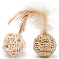 HKM-391315 Rattan Bell Ball Feather Sepak Takraw Funny Cat Toy