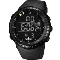 HKM-391379 Sports Electronic Waterproof Watch with Rubber Strap and Stainless Steel Buckle - 50M Water Resistance