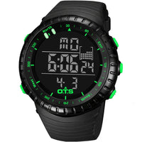 HKM-391379 Sports Electronic Waterproof Watch with Rubber Strap and Stainless Steel Buckle - 50M Water Resistance