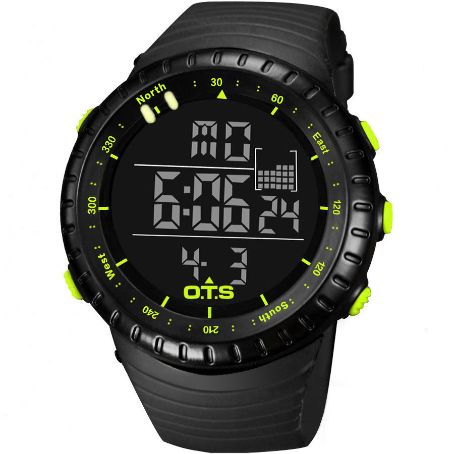 HKM-391379 Sports Electronic Waterproof Watch with Rubber Strap and Stainless Steel Buckle - 50M Water Resistance