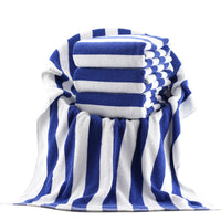 HKM-391443 Cotton Yarn-Dyed Jacquard Beach Bath Towel - Blue and White Stripe, 75 x 152 cm