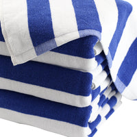 HKM-391443 Cotton Yarn-Dyed Jacquard Beach Bath Towel - Blue and White Stripe, 75 x 152 cm