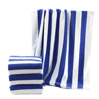 HKM-391443 Cotton Yarn-Dyed Jacquard Beach Bath Towel - Blue and White Stripe, 75 x 152 cm