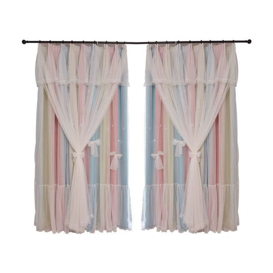 HKM-391571 Nordic Style Starry Hollow Blackout Curtains for Bedrooms – Multiple Sizes and Colors Available
