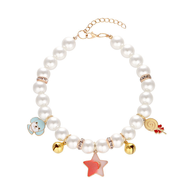HKM-391571 Pearl Hand-woven Adjustable Cat Collar