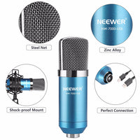 HKM-391571 USB Condenser Microphone Kit with Adjustable Scissor Arm Stand, Shock Mount, and Anti-Wind Foam Cap for Recording and Broadcasting