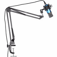 HKM-391571 USB Condenser Microphone Kit with Adjustable Scissor Arm Stand, Shock Mount, and Anti-Wind Foam Cap for Recording and Broadcasting