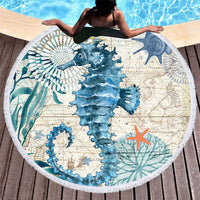 HKM-391635 Flower Color Microfiber Sea Turtle Beach Towel – 150x150cm