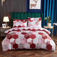 HKM-391699 Gradient Gilt Marble Double City Quilt Cover Set - Chemical Fiber, Reactive Print, Multiple Sizes Available
