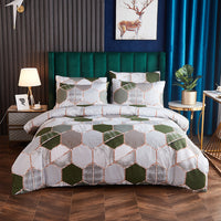 HKM-391699 Gradient Gilt Marble Double City Quilt Cover Set - Chemical Fiber, Reactive Print, Multiple Sizes Available