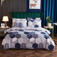 HKM-391699 Gradient Gilt Marble Double City Quilt Cover Set - Chemical Fiber, Reactive Print, Multiple Sizes Available
