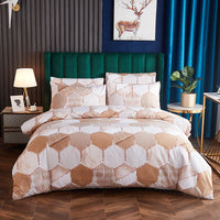 HKM-391699 Gradient Gilt Marble Double City Quilt Cover Set - Chemical Fiber, Reactive Print, Multiple Sizes Available