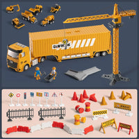 HKM-392019 Children's Engineering Container Truck Toy Set with Large Storage Parking Lot for Creative Play, Ages 2 and Up