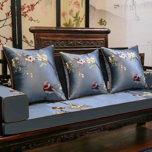 HKM-392147 Chinese Mahogany Sofa Cushion with Plant Flower Patterns - Multiple Sizes and Colors Available