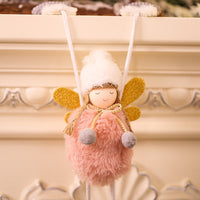 HKM-392147 Cute Mini Girl Angel Pendant in Pink, Grey, and White Flannel - 23x10cm