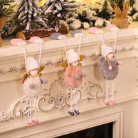 HKM-392147 Cute Mini Girl Angel Pendant in Pink, Grey, and White Flannel - 23x10cm