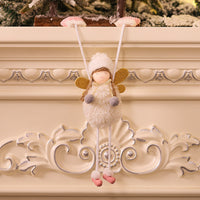 HKM-392147 Cute Mini Girl Angel Pendant in Pink, Grey, and White Flannel - 23x10cm
