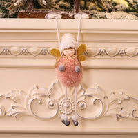 HKM-392147 Cute Mini Girl Angel Pendant in Pink, Grey, and White Flannel - 23x10cm