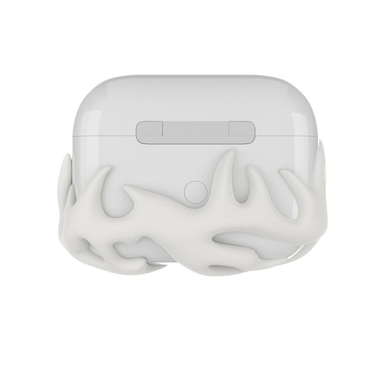 HKM-392211 3D Printed Resin Earphone Case for AirPods Pro - White Flame Design