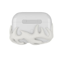 HKM-392211 3D Printed Resin Earphone Case for AirPods Pro - White Flame Design