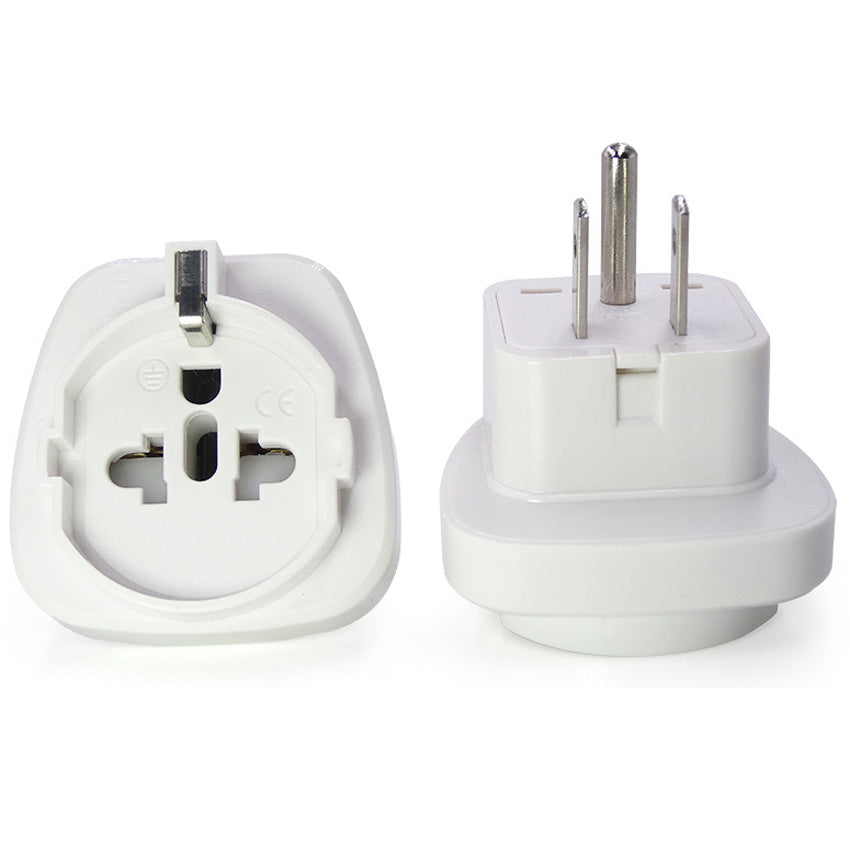 HKM-392275 U.S. to Europe and Germany Ground Adapter Plug with Round Feet - 10A 250V/125V, PC Material