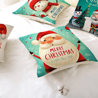 HKM-392403 Cartoon Pattern Christmas Pillowcase – 45x45cm Comfortable Linen Cushion Cover