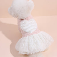 HKM-392467 Thick Wool Knitted Pet Skirt in Pink Fleece for Dogs