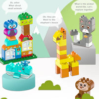 HKM-392595 Creative Animal Park Building Brick Sets - 20 Modular Construction Blocks for Kids 3+