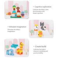 HKM-392595 Creative Animal Park Building Brick Sets - 20 Modular Construction Blocks for Kids 3+