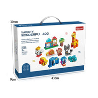 HKM-392595 Creative Animal Park Building Brick Sets - 20 Modular Construction Blocks for Kids 3+