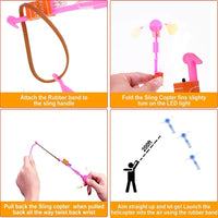 HKM-392659 LED Light Finger Rocket Flying Arrow Helicopter Toy for Ages 2 and Up - 4 Piece Set