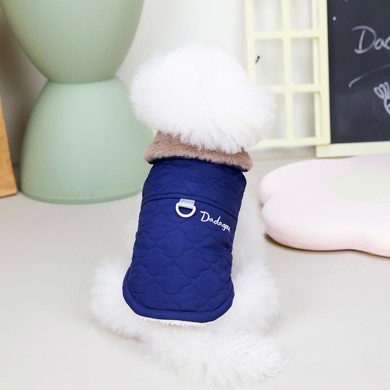 HKM-392851 Cozy Cotton Vest Coat for Small Dogs with Traction Buckle in Pink, Green, and Blue