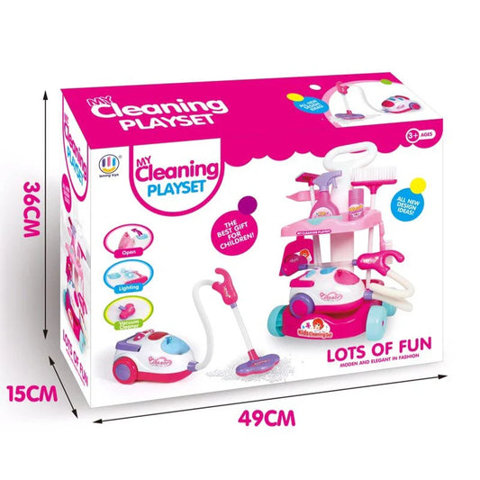 KTX-392851 Kids Electric Vacuum Cleaning Cart Toy Set for Pretend Play 2-4 Years