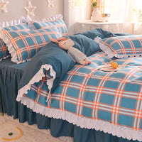 HKM-392851 Simple Love Lace Bed Four-Piece Bedding Set - Polyester Quilt with Various Color Options and Sizes
