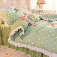 HKM-392851 Simple Love Lace Bed Four-Piece Bedding Set - Polyester Quilt with Various Color Options and Sizes