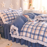 HKM-392851 Simple Love Lace Bed Four-Piece Bedding Set - Polyester Quilt with Various Color Options and Sizes