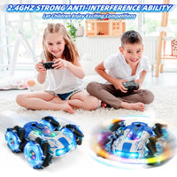 HKM-392979 4WD 2.4 GHz Double-Sided Rotating Remote Control Drift Stunt Car with LED Lights