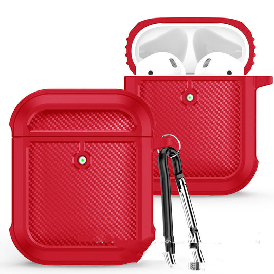 HKM-393043 Carbon Fiber Style AirPods Pro Case with Carabiner - Compatible with AirPods 1st & 2nd Generation