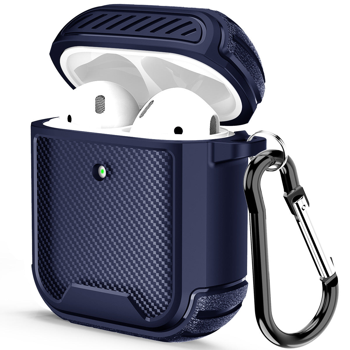 HKM-393043 Carbon Fiber Style AirPods Pro Case with Carabiner - Compatible with AirPods 1st & 2nd Generation