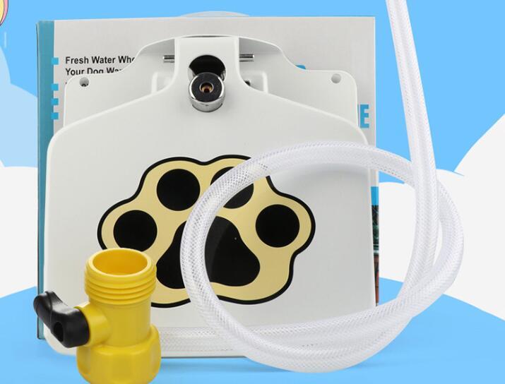 HKM-393043 Outdoor Dog Water Fountain with 41" Hose and Easy Press Paw Pad