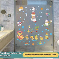 HKM-393107 Waterproof Cartoon Stickers for Bathroom Tile and Fish Tank Decoration - Cute Animal Designs