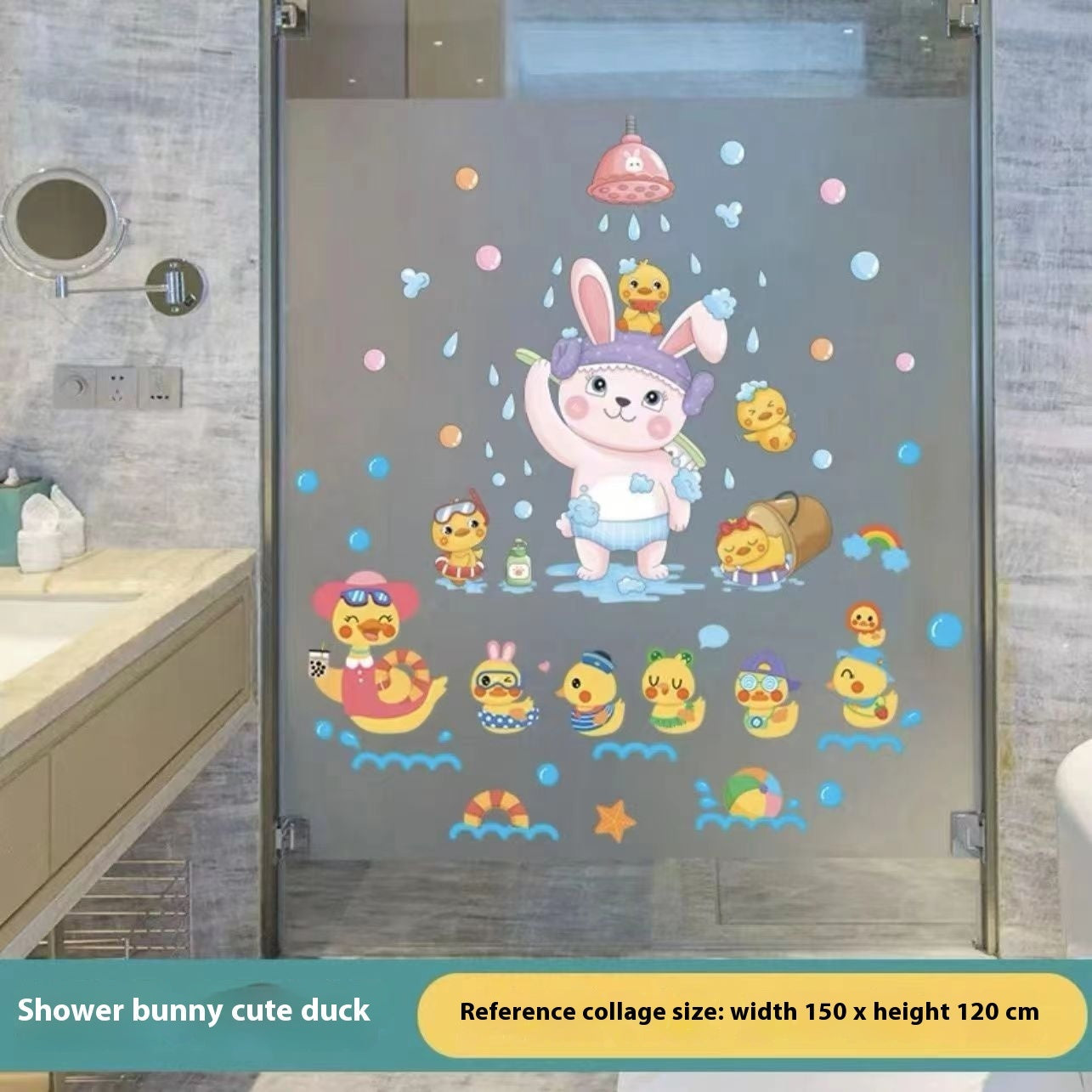 HKM-393107 Waterproof Cartoon Stickers for Bathroom Tile and Fish Tank Decoration - Cute Animal Designs